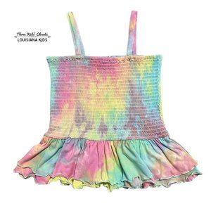 Freshman 1996 L (12/14) Tie-Dye Smocked Peplum Tank Top